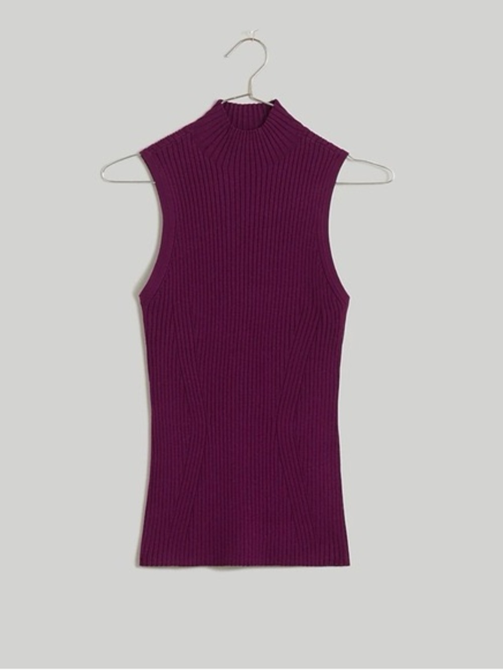 Madewell Purple Signature Ribbed Knit Mockneck Sweater Tank - Size XL